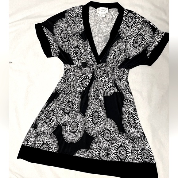 Vintage Jus d’Orange Women’s French Tunic Tuni Kelly' Blouse Top Black White. M - Picture 1 of 9